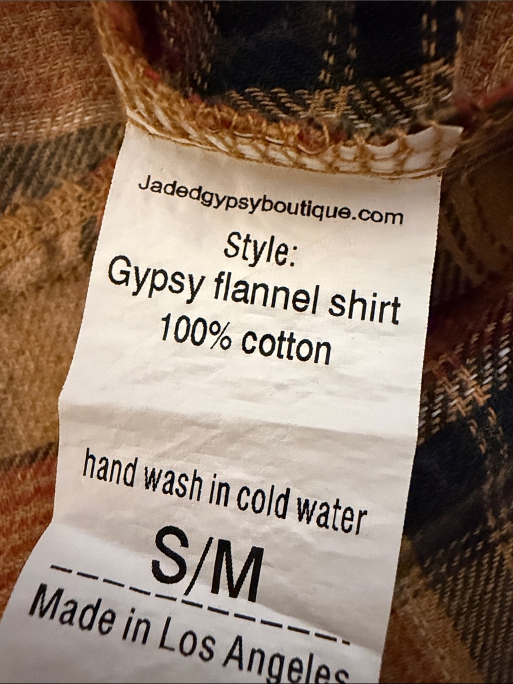 Jaded Gypsy Crisp Morning Air Flannel shirt yellow plaid raw fringe hem S/M - Picture 5 of 6